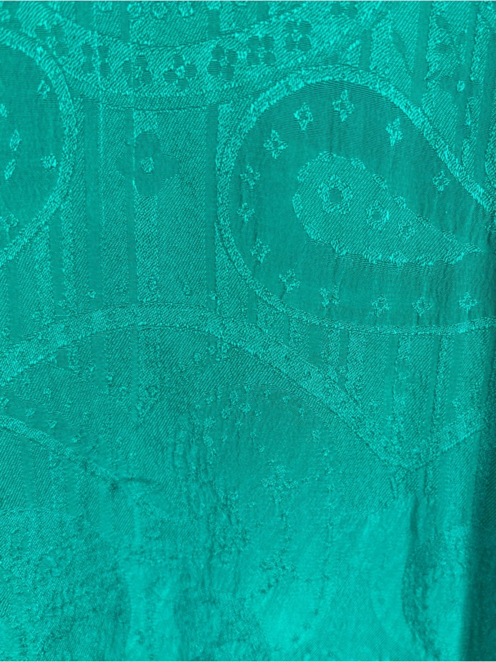 Oleg Cassini Teal Green Blouse with Black Trim - Picture 2 of 3